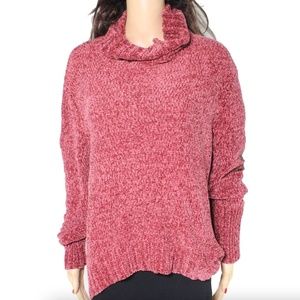 Pleione Chunky Knit Cowl Neck Pullover in Mauve